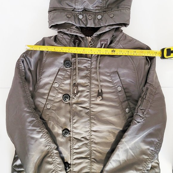 MOUSSY Military Line - Hooded Parka w Detachable Leopard Print Lining - Size 2 - Picture 4 of 16